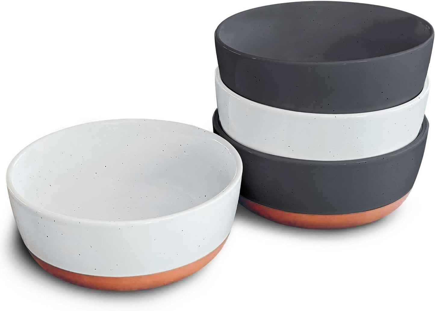 Mora Ceramic Flat Bowls Set of 4 - Perfect for Every Meal