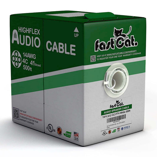 Ultra-Fast 500ft Pure Copper Speaker Wire - UL Listed - White