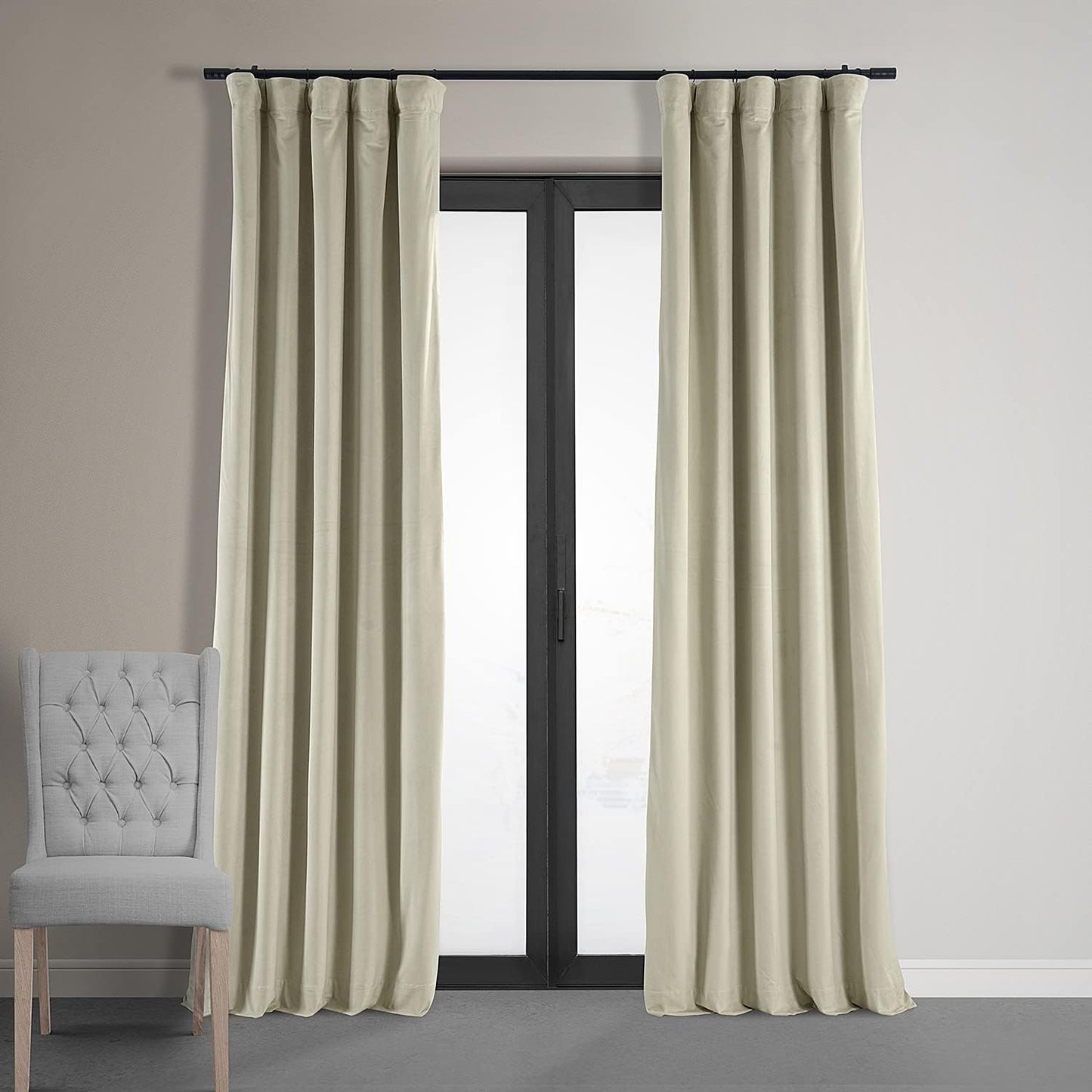 HPD 108 Cool Beige Velvet Blackout Curtain