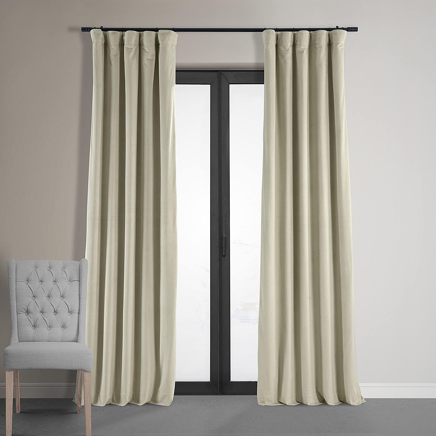 HPD 108 Cool Beige Velvet Blackout Curtain