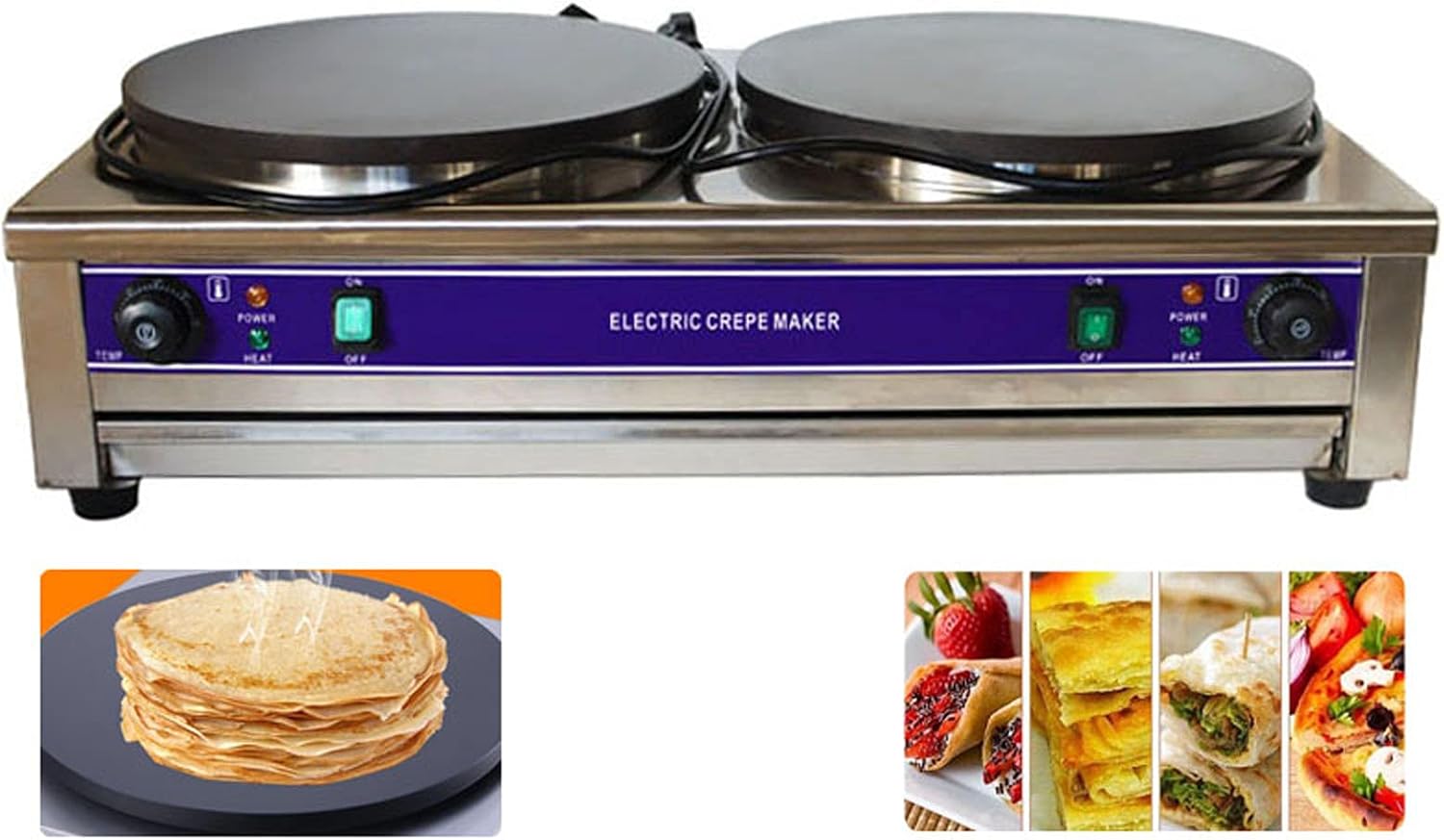 INTSUPERMAI Electric Crepe Maker 3000W Non-stick