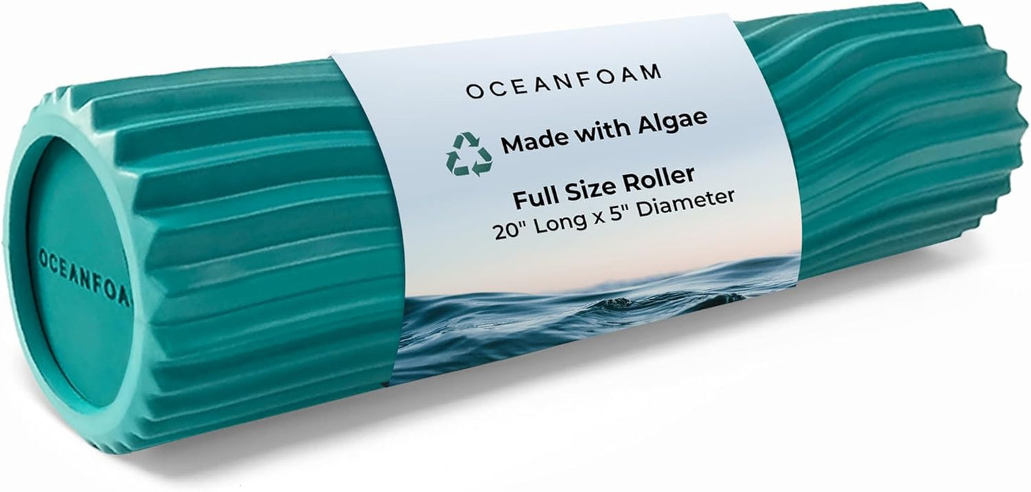 Oceanfoam Jade Tidal Roller - Back Pain Relief - Wide Wave Textured - Yoga & Athletics