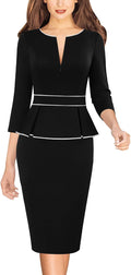 Womens Wear to Work Peplum Pencil Sheath Dress - Professional Fit