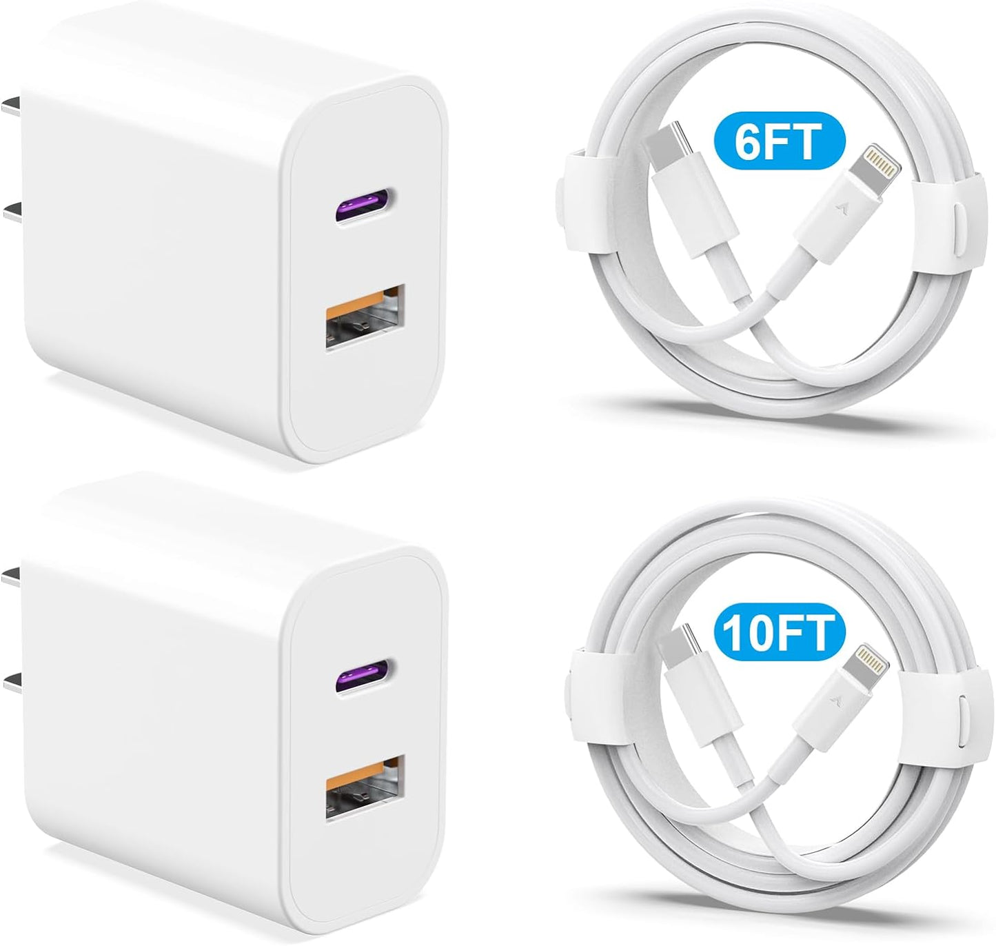 Fast Charge Duo with MFi-Certified Cables - iPhone/iPad - Overheat Protection