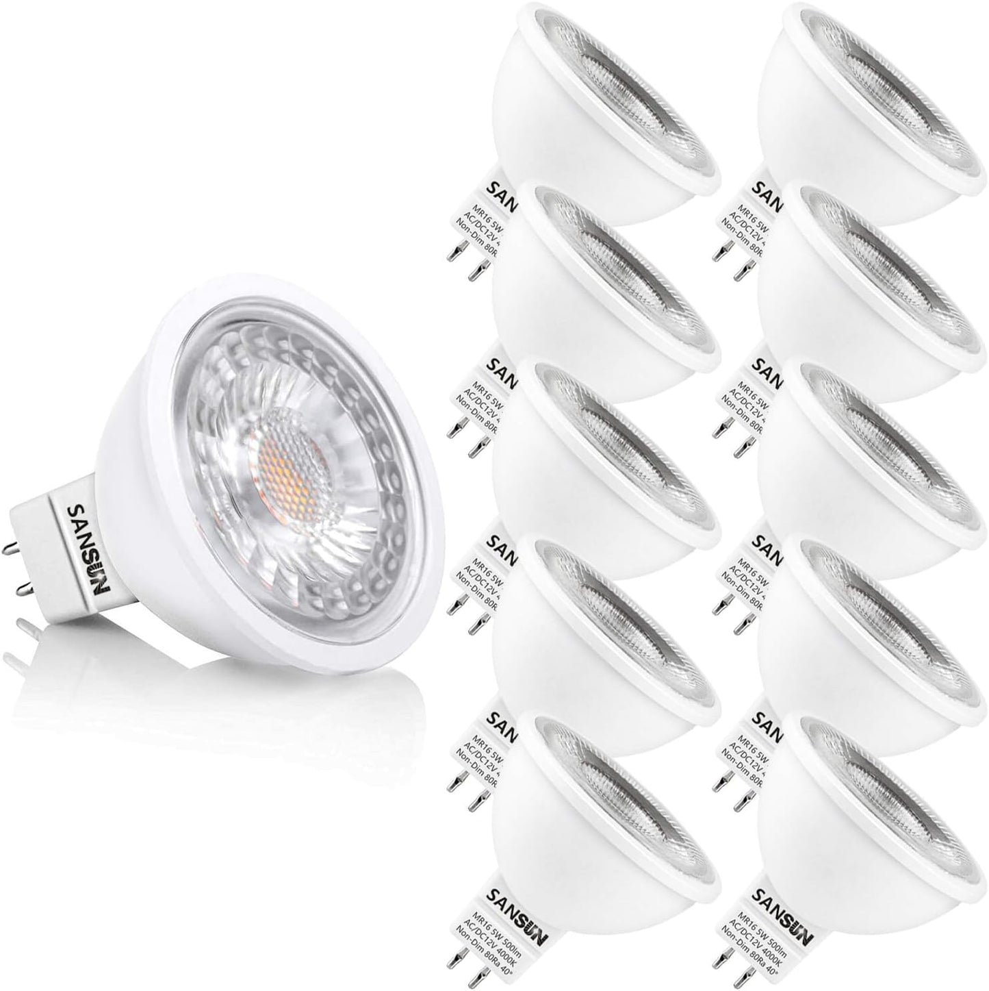 5W MR16 LED Landscape Light Bulbs for Outdoor Use, Pack of 10