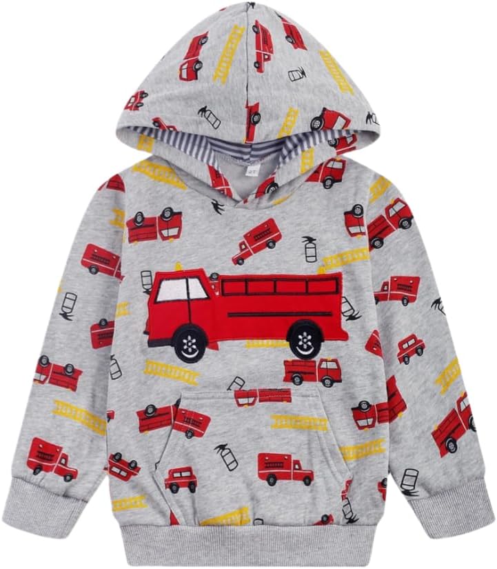 Dino Fire Truck Toddler Hoodie - Cozy Winter Wear