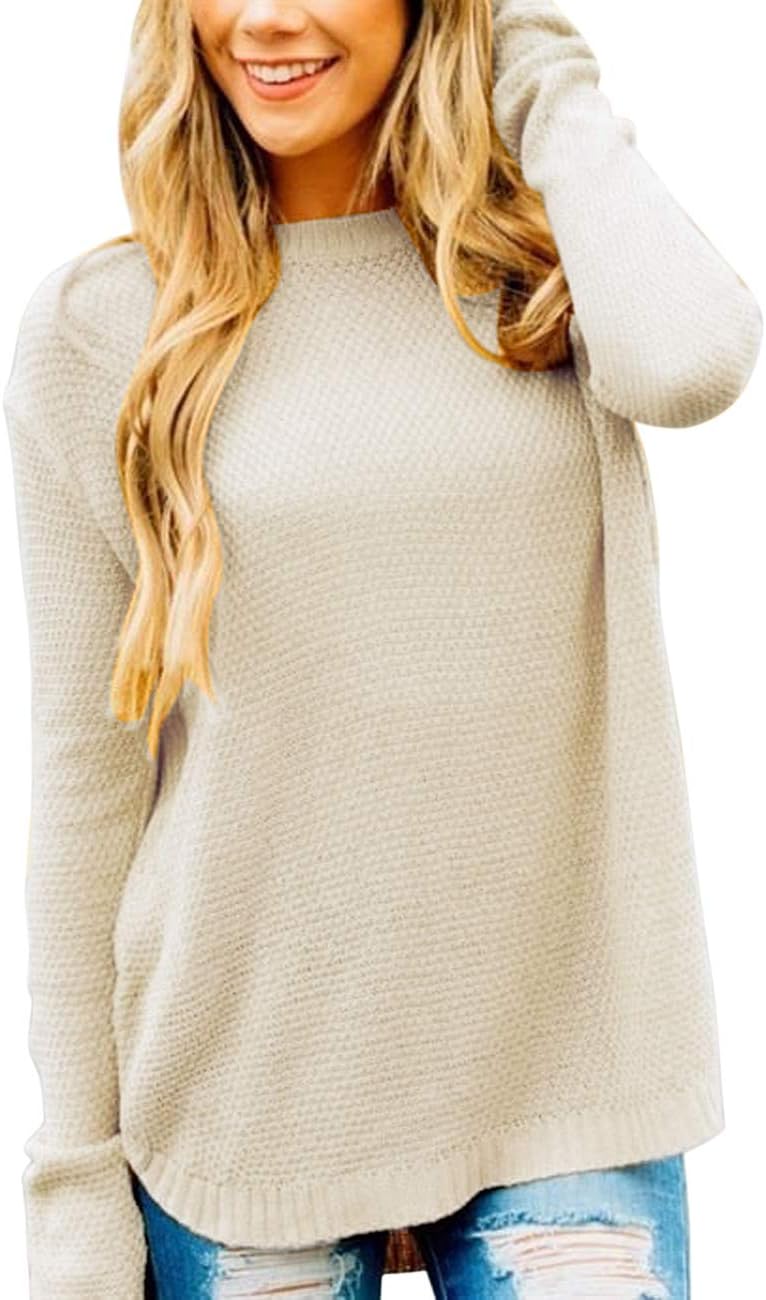 MEROKEETY Women's Oversized Crew Neck Knit Pullover Sweater