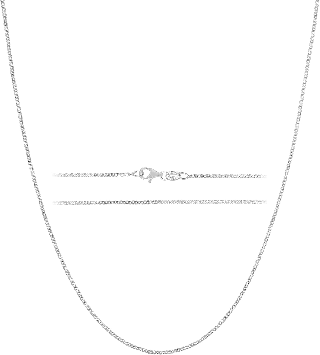 KISPER Solid 925 Sterling Silver Chain Necklace for Women