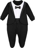 Lilax Baby Boy Gentleman Tuxedo Footie - Classic Formal Outfit