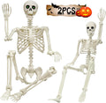 Halloween Life Size Skeleton Set 5.4ft + 3ft - Poseable Graveyard
