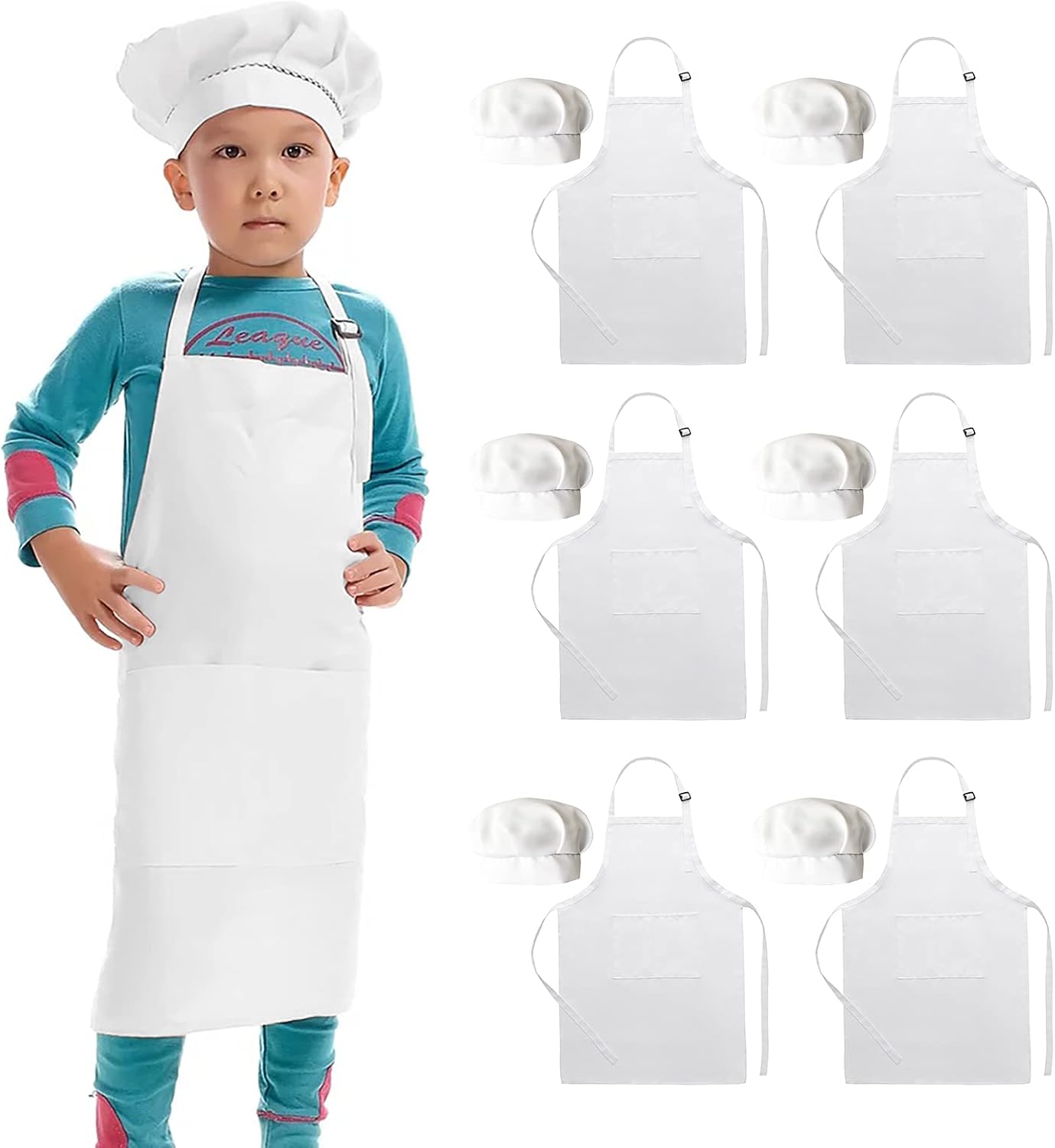 Adjustable Kids Apron Set - 6 Pack Fun & Functional!