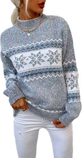JUNBOON Womens Leopard Print Knitted Pullover Sweater - Cozy Holiday