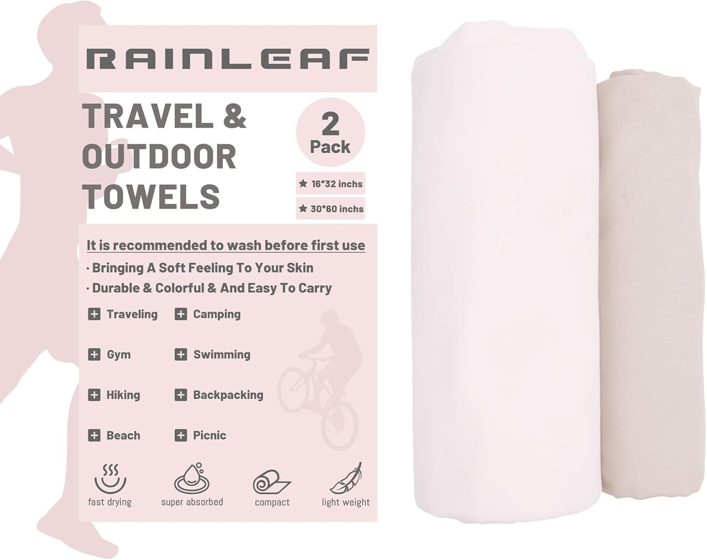 Rainleaf Quick Dry Microfiber Towel - Compact & Absorbent