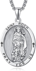 ADMETUS St Roch Sterling Silver Medal Necklace - Protective Amulet