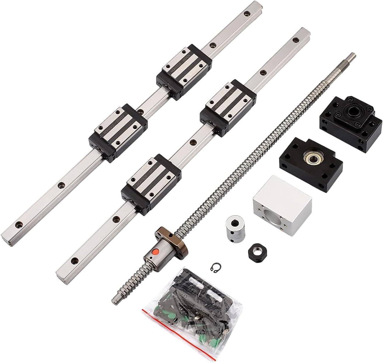 2Pcs 300MM HGR15 Linear Guide Rail and SFU1204 Ball Screw Kit