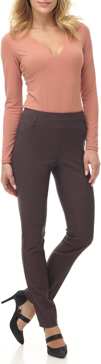 Rekucci Women's Comfort Stretch Slim Pants for Office Casual Wear