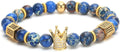 SEVENSTONE 8mm Crown King Charm Bracelet for Men Women - Low-Key Crown