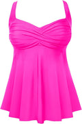 Plus Size Tankini Tops for Women - Flowy Tummy Control Swim Top