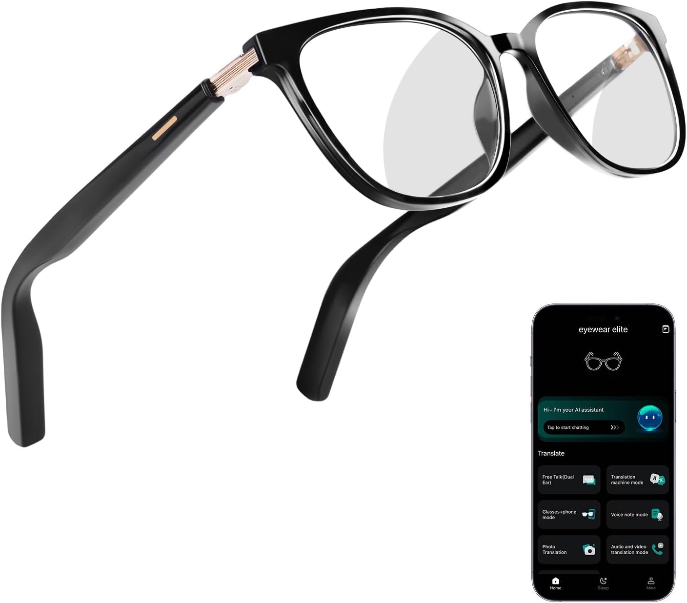 AI Smart Glasses with Real-Time Translation and Bluetooth Features