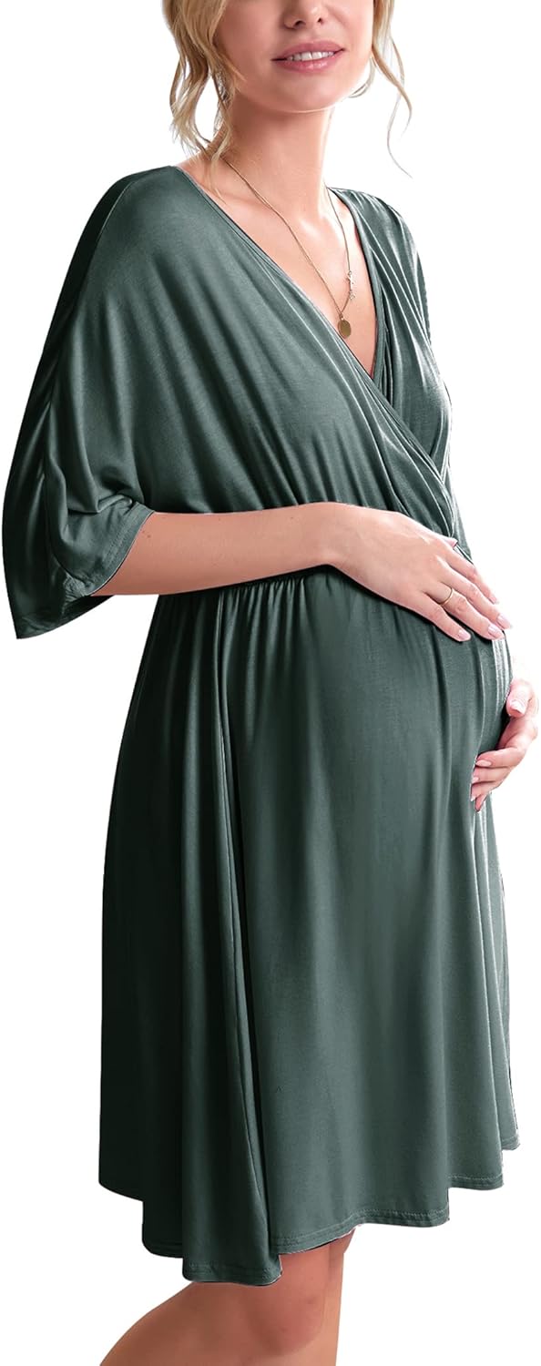 Ekouaer 3 in 1 Labor Delivery Hospital Gown for Maternity
