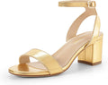 DREAM PAIRS Women's Open Toe Ankle Strap Low Block Heels - Dressy