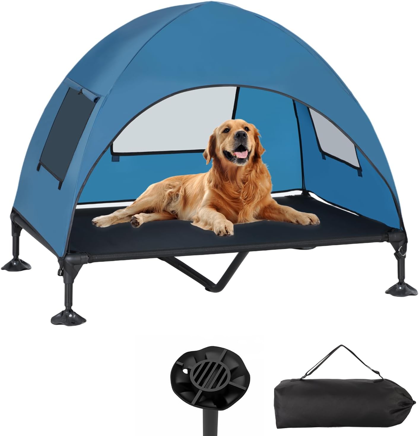 Elevated Outdoor Dog Bed with Canopy for Large Dogs Comfort