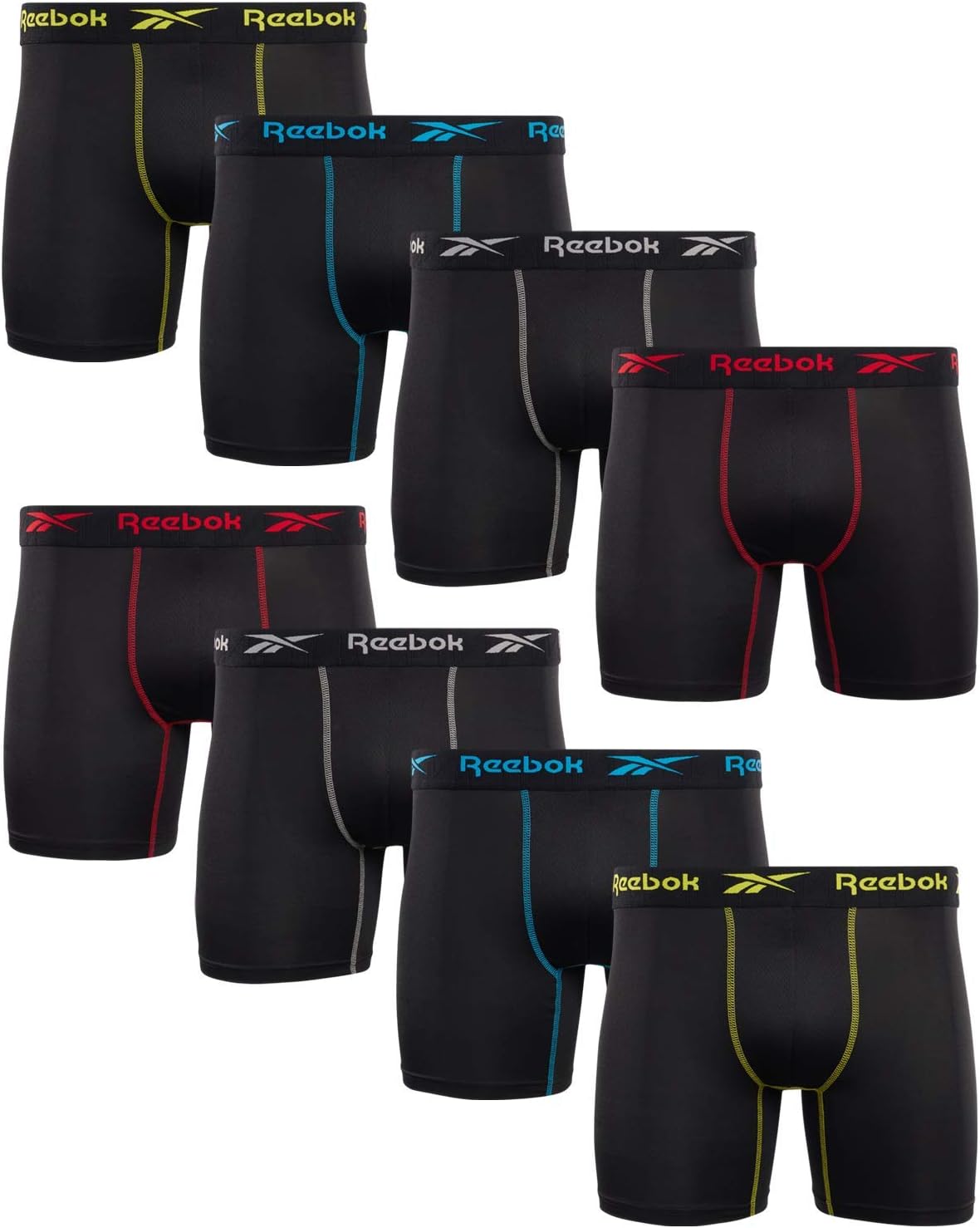 Reebok Mens Boxer Briefs 8 Pack Quick Dry Moisture Wicking Underwear