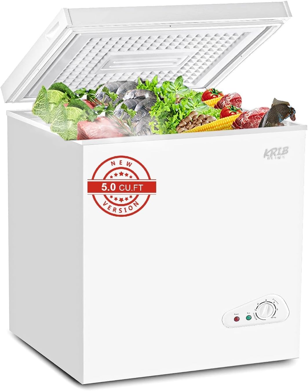 Compact 5.0 cu.ft Chest Freezer with Adjustable Thermostat