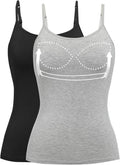Womens Tank Tops Adjustable Strap Camisole with Built-in Bra - Comfy