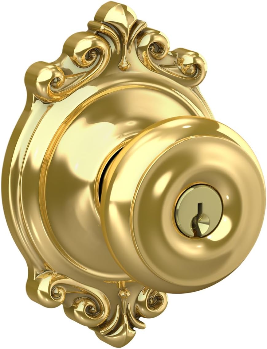 Schlage F51A GEO 605 BRK Georgian Knob Keyed Entry Lock
