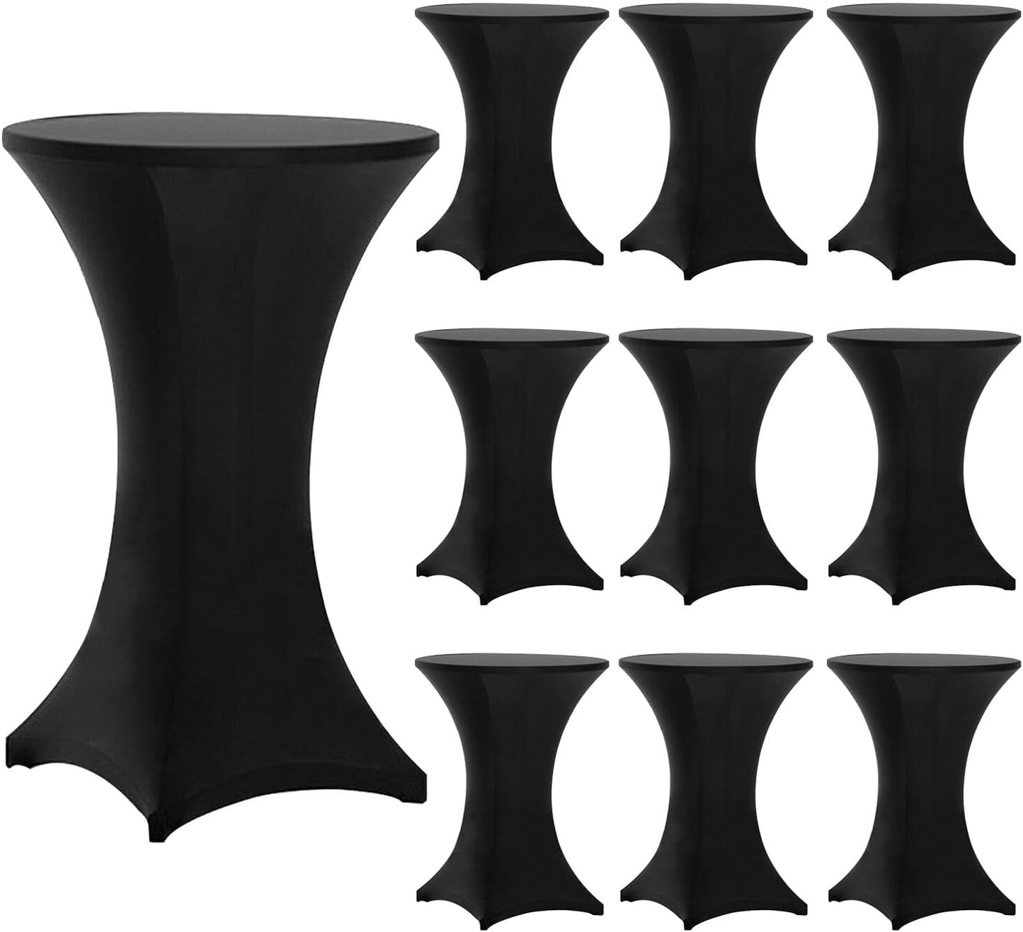 10-Piece Stretch Black Cocktail Table Covers - Perfect Fit for Round Tables!