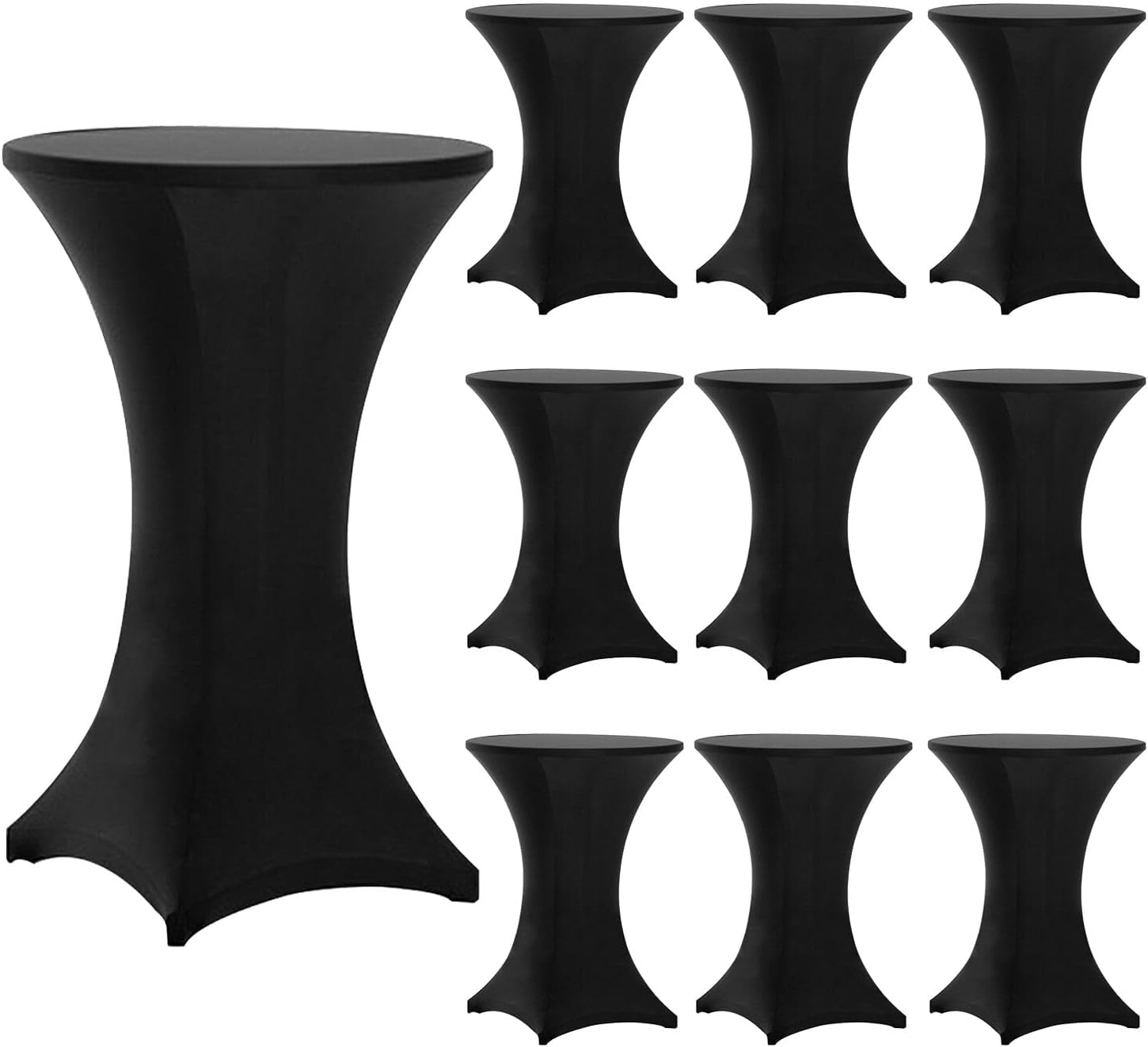 10-Piece Stretch Black Cocktail Table Covers - Perfect Fit for Round Tables!