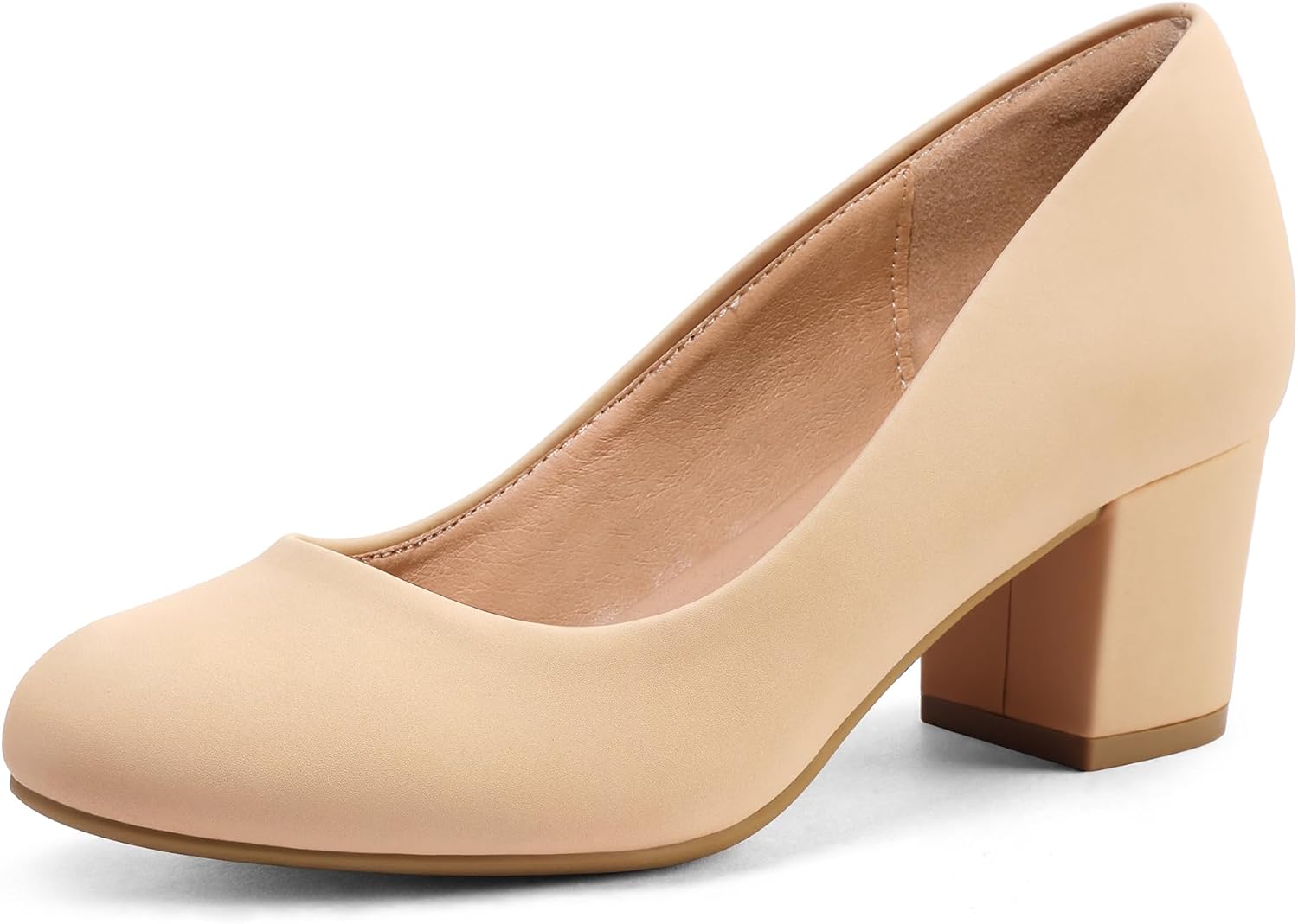 mysoft Women's Pumps Low Chunky Block Heel Round Toe Shoes