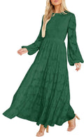 Women's Floral Smocked A-Line Maxi Dress - Elegant Tiered Style