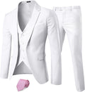 Men's 3 Piece Slim Fit Suit Set with Tie - One Button Formal Wear