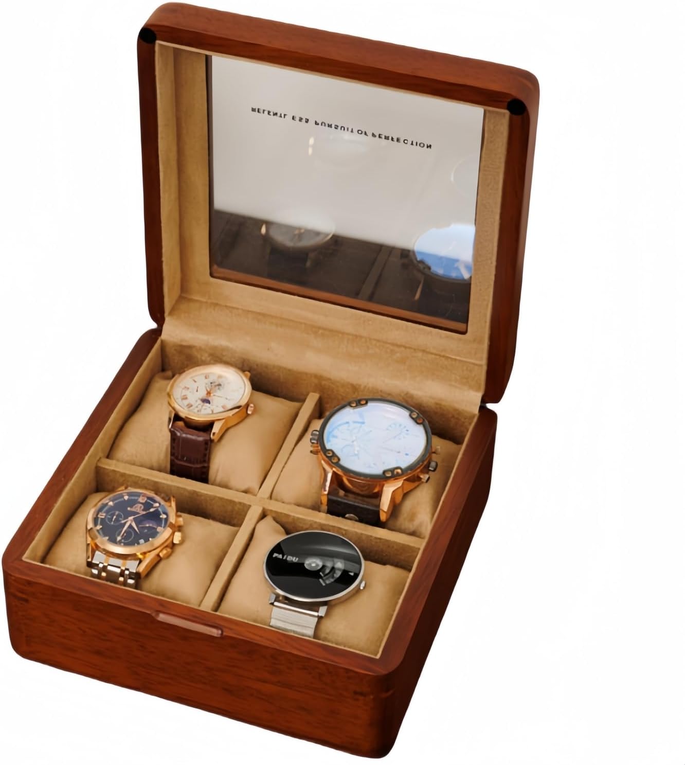 Wooden Watch Box - Elegant 4 Slot Organizer