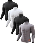 5 or 4 Pack Thermal Shirts for Men Turtle Neck Fleece Lined - Base