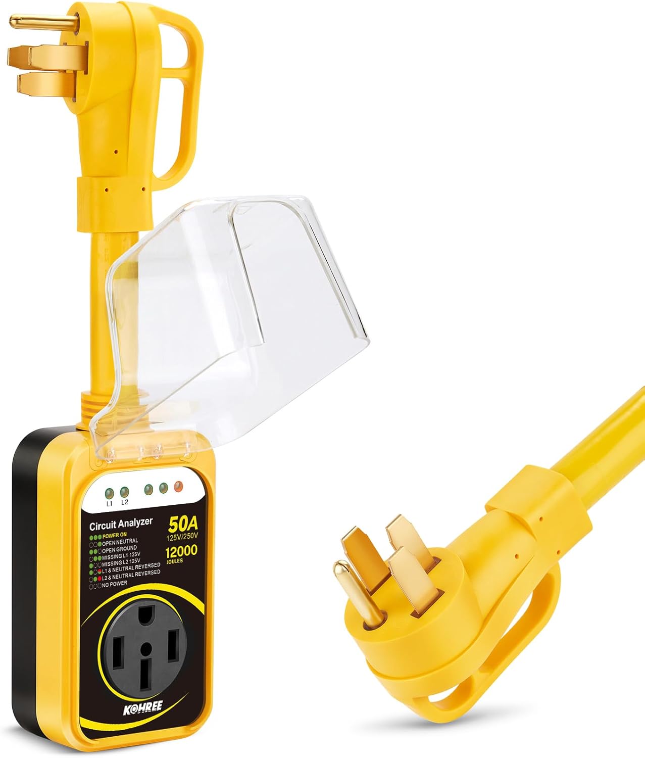 Kohree RV Surge Protector 50 Amp with Waterproof Cover and LED