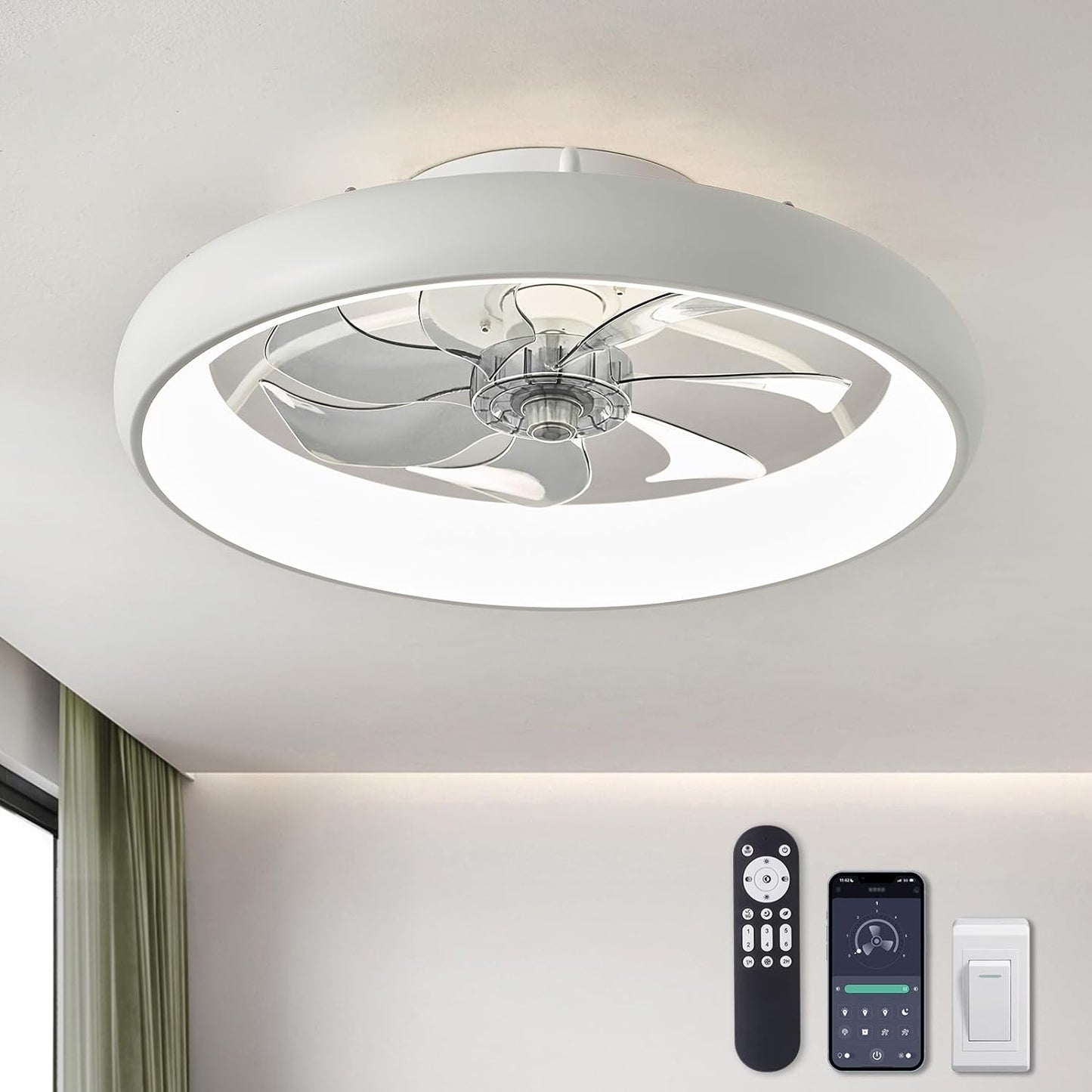 Modern Dimmable LED Ceiling Fan with Remote Control for Home