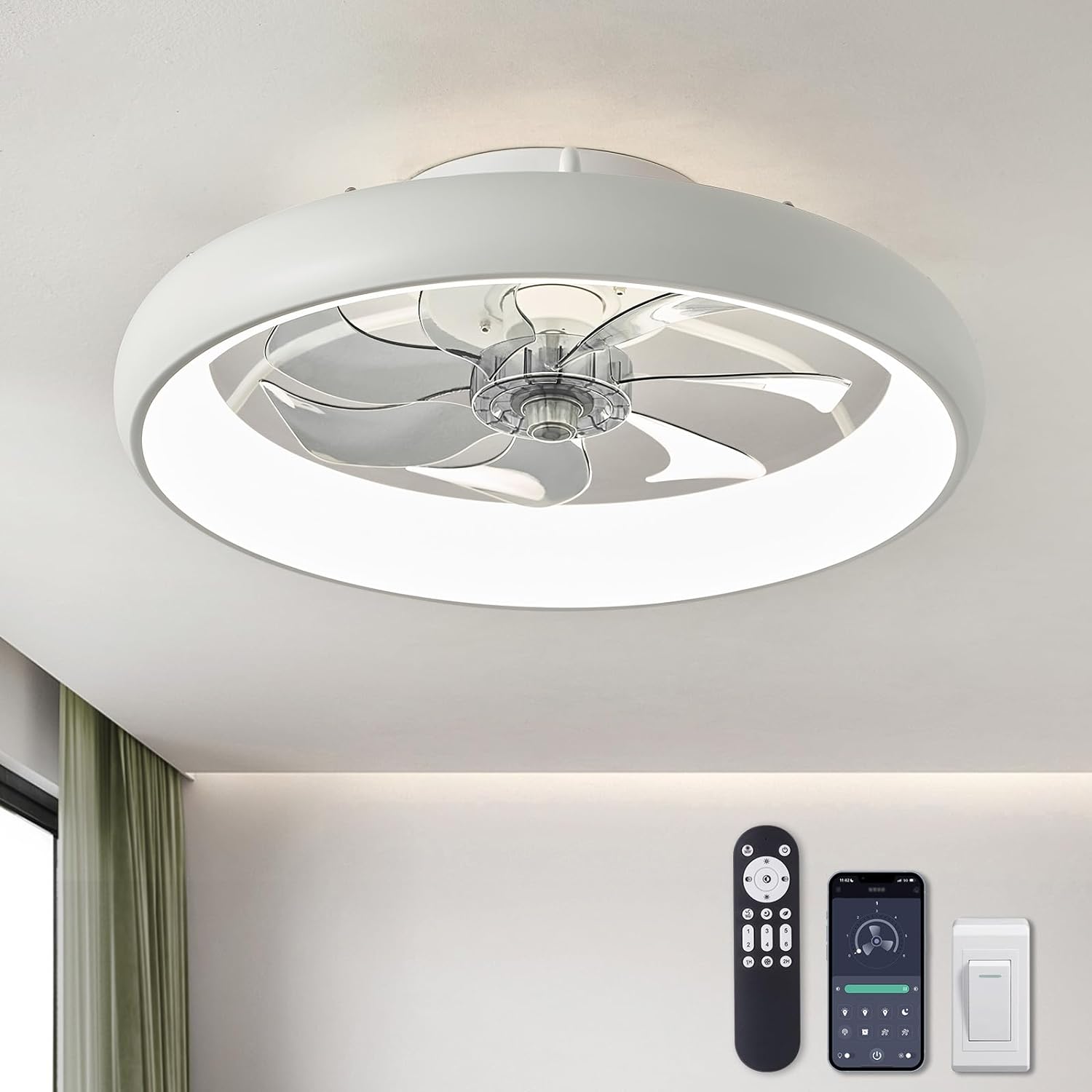 Modern Dimmable LED Ceiling Fan with Remote Control for Home
