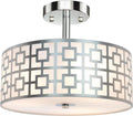 DLLT Flush Mount Ceiling Light 3-Light Brushed Nickel - Modern Drum