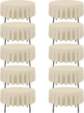 BRILLMAX 10 Pack Beige Round Tablecloths 90 in - Durable Elegant