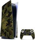 Carbon Fiber Gaming Skin for PS5 Bundle - Green Camouflage