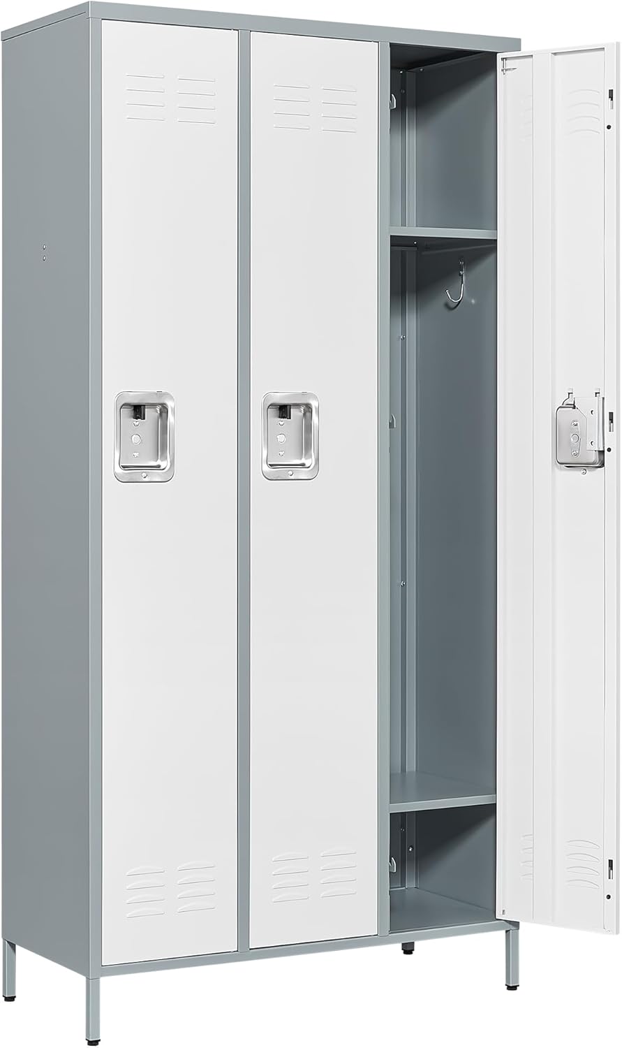 Metal Locker with 3 Doors for Employees and Home Storage