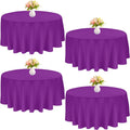 Round Tablecloth 120 in 4 Pack Purple - Reusable Wedding Table Covers