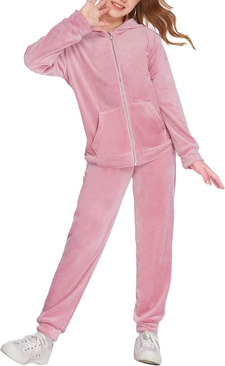 Girls Velour Tracksuit Set for Activewear and Everyday Comfort