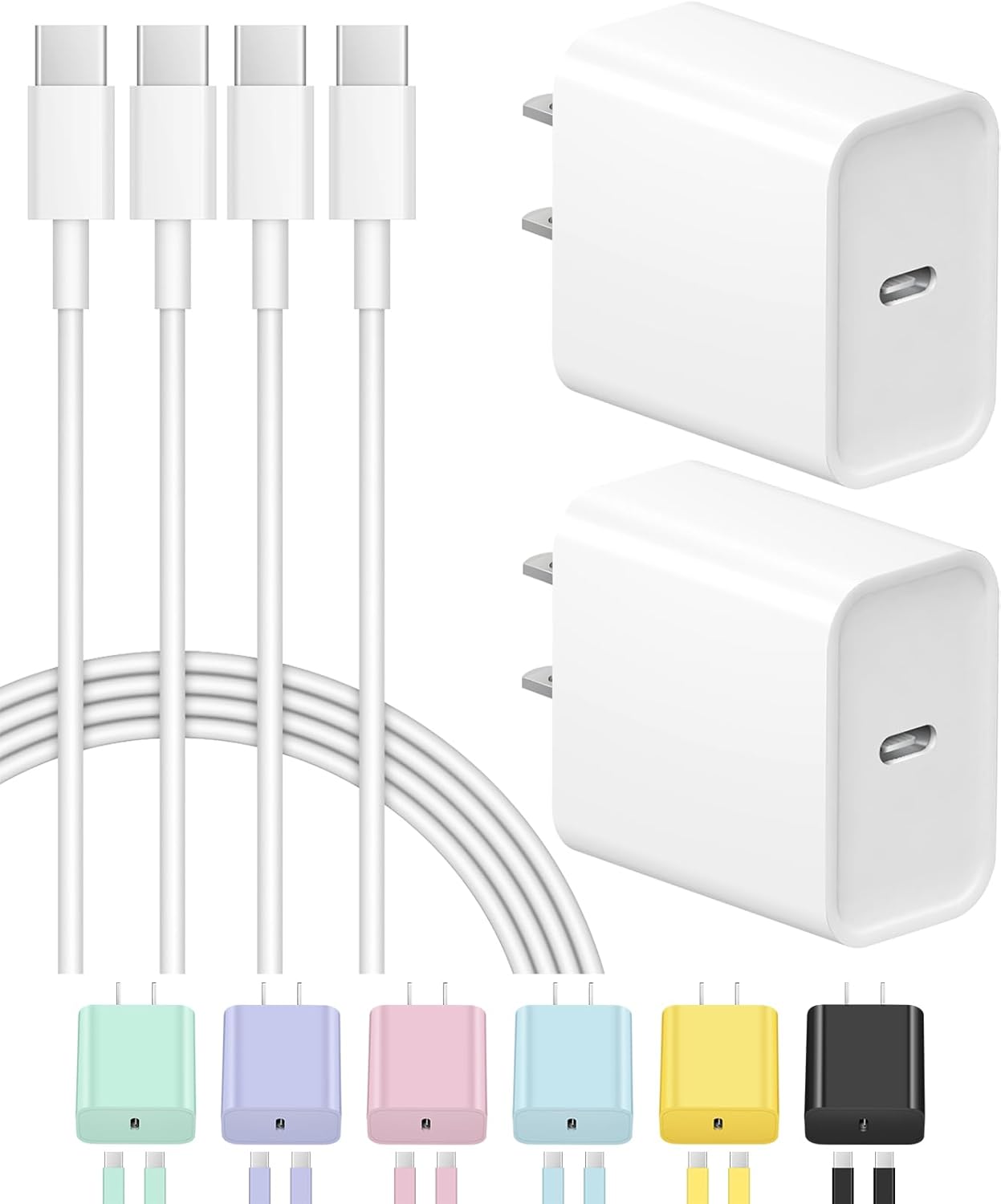 Fast Dual Charger for iPhone 16 - 2-Pack USB C