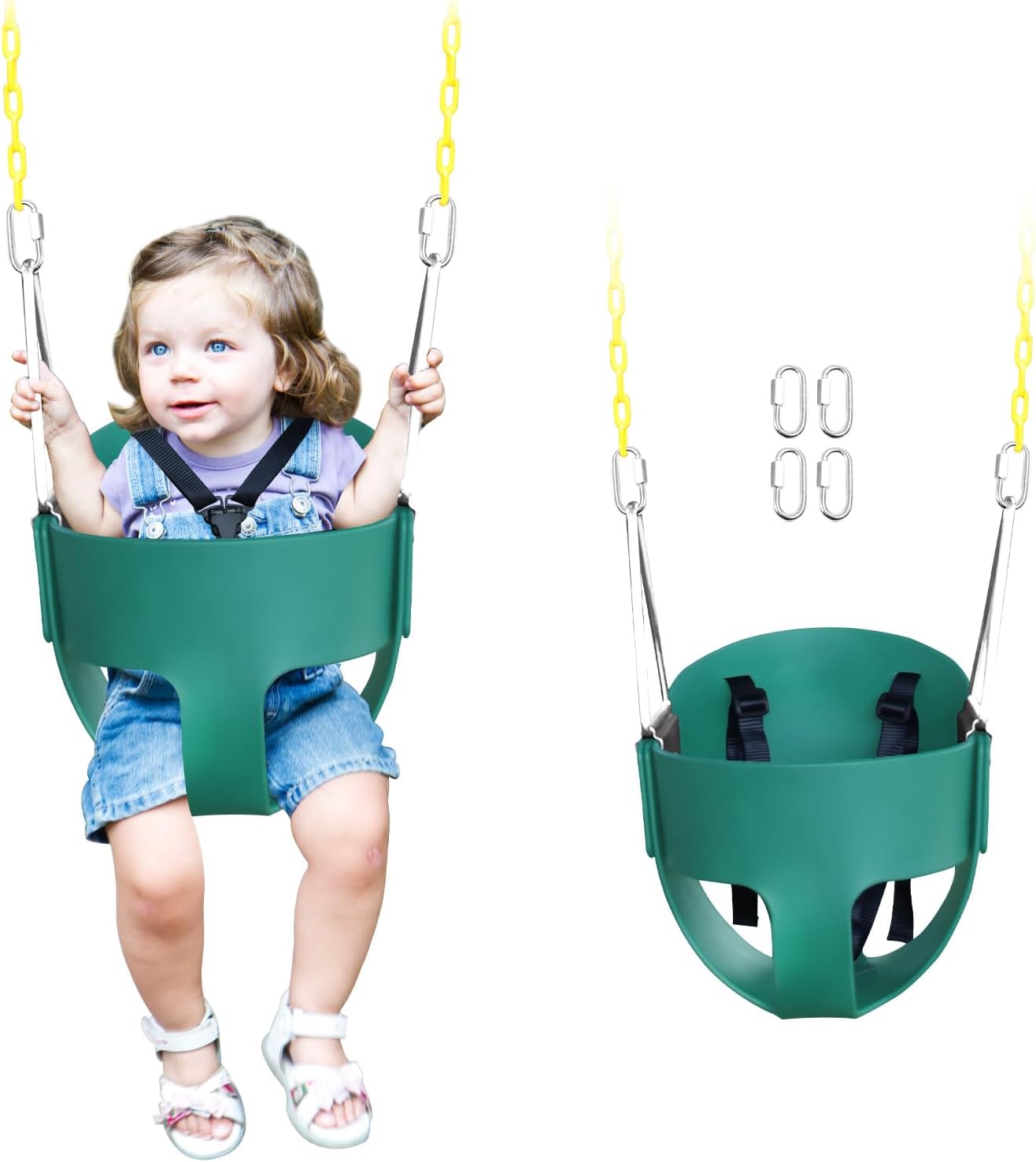 High Back Full Bucket Toddler Swing Seat with Safety Harness
