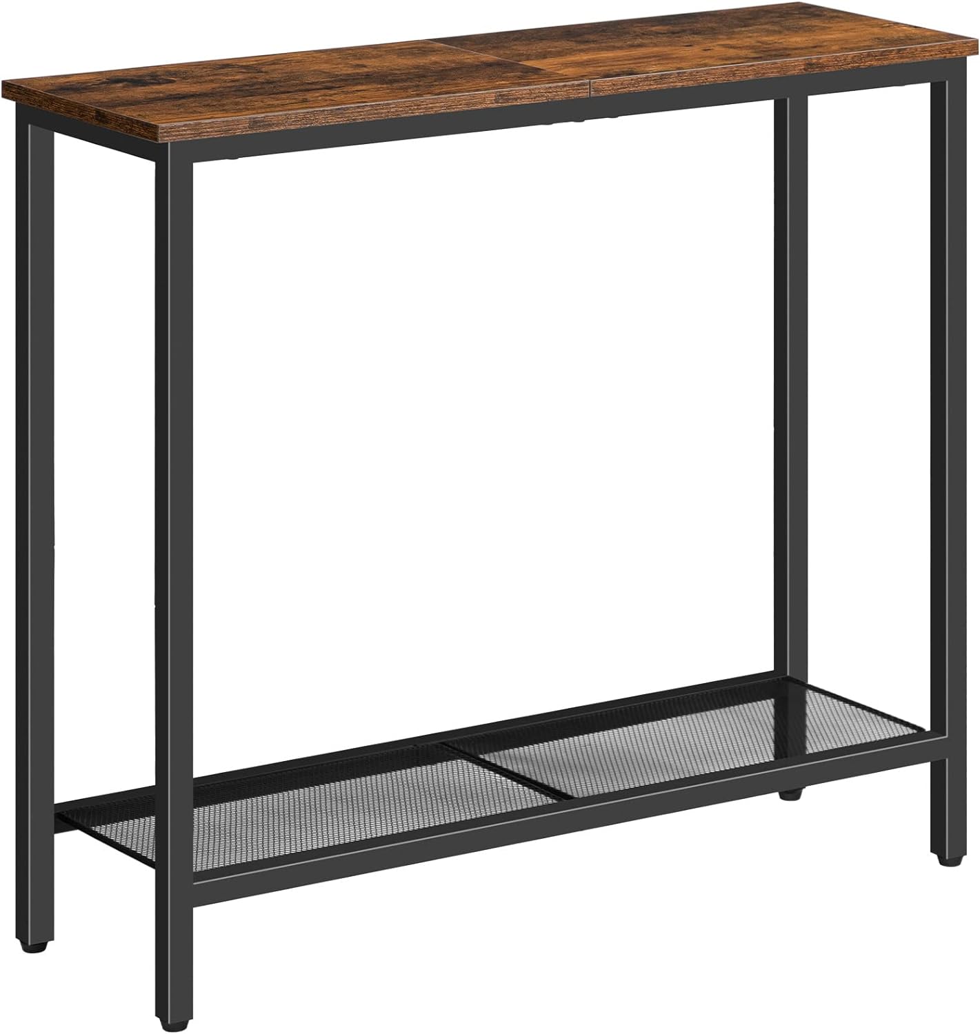 Narrow Console Table for Small Spaces - Rustic Brown and Black