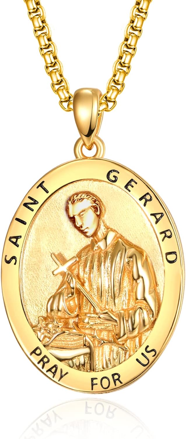 St Gerard 925 Sterling Silver Patron Saint Medal Amulet Necklace